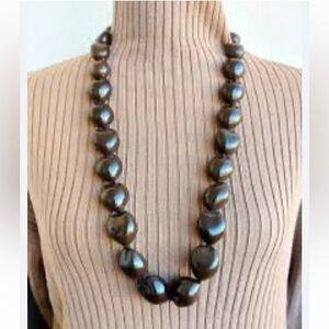 Francesca’s Brown Chunky Necklace Ribbon Tie